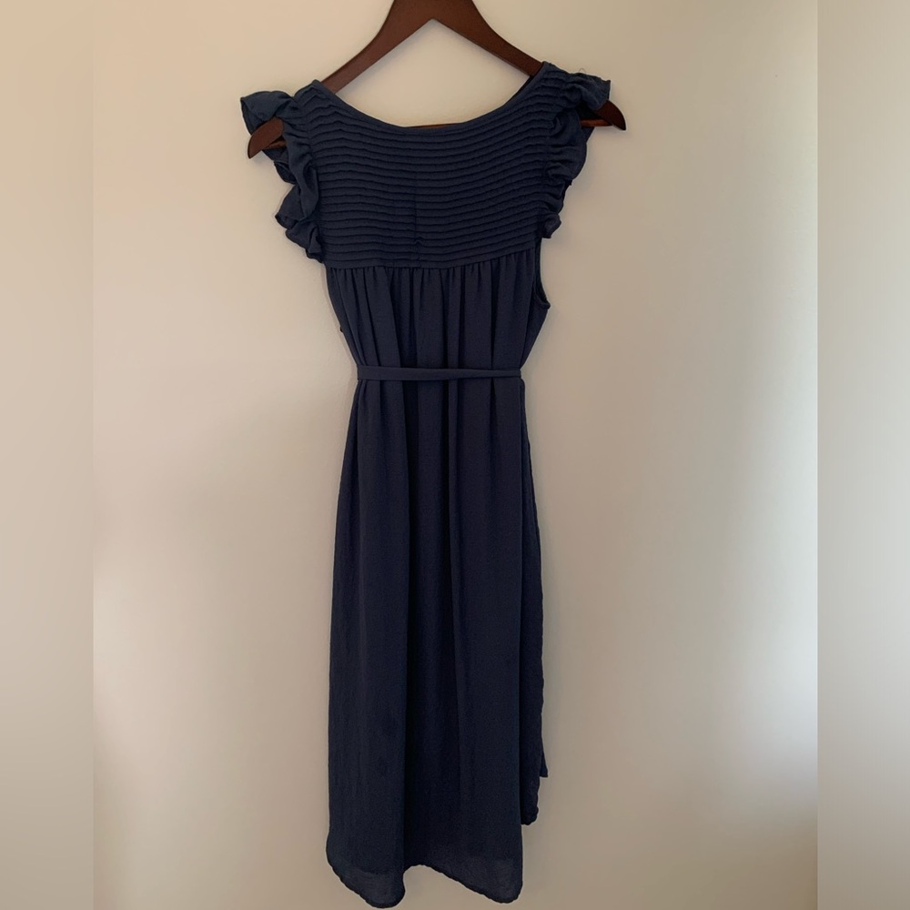 Blue chiffon-feel summer dress